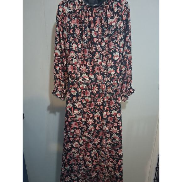 Talbots Dress Medium Long Floral Cottagecore Ruffled Neck & Sleeve Garden Party - Picture 7 of 13